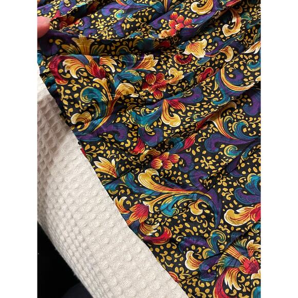 VTG Anne Crimmins for Umi Collections Black Floral Pleated Silk Skirt Set Med 10 - Picture 16 of 16